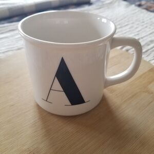 Pottery Barn | White Monogram A Ceramic Mug